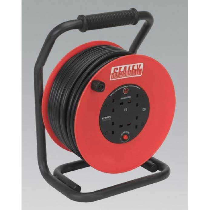 Sealey CR50/1.5 Cable Reel 50mtr 4 x 230V Heavy-Duty Thermal Trip | UKtools