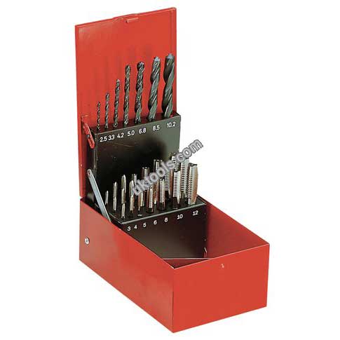 Facom 227.J2A High-Speed Steel Tap and Drill Bit Set, Sizes M3  M12