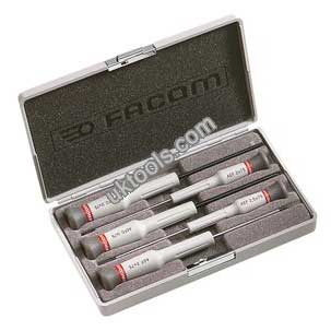 Facom AEF.J5 Micro-Tech 5-Piece Slotted & Pozi Screwdriver Set