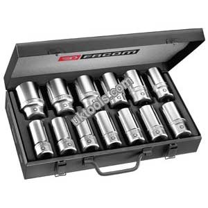 Facom K.405E 12-Piece Set of 3/4'' 6-Point Long-Reach Metric Socket Set